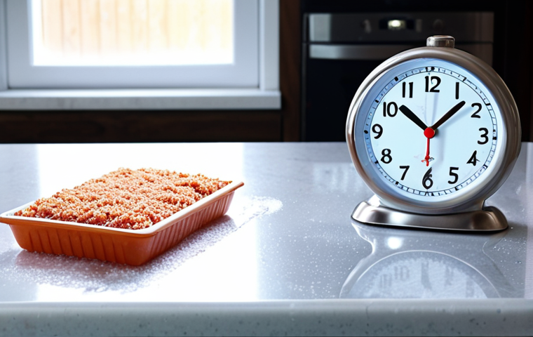 **Prompt 1: The Power of Pre-Defrosting**
"A close-up shot of a kitchen countertop with two frozen food items: one directly from the freezer, still frosty, and another identical item partially defrosted and ready for cooking. Visual cues subtly indicate reduced cooking time and energy saving, such as a faster clock hand next to the defrosted item or a glowing energy-saving icon. Bright, modern kitchen background."