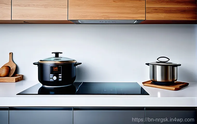 조리 과정에서 에너지 비용 계산하기 - **Prompt:** A cozy, sunlit kitchen interior, bustling with smart cooking activity. An adult, dressed...