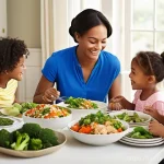 에너지 효율 높은 스팀 요리법 - **Prompt:** A heartwarming and vibrant scene of a diverse family, including parents and children (al...