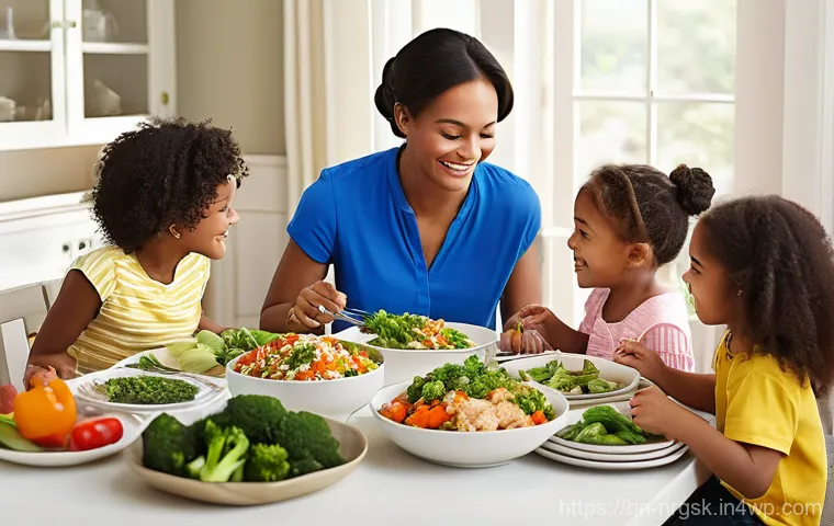 에너지 효율 높은 스팀 요리법 - **Prompt:** A heartwarming and vibrant scene of a diverse family, including parents and children (al...