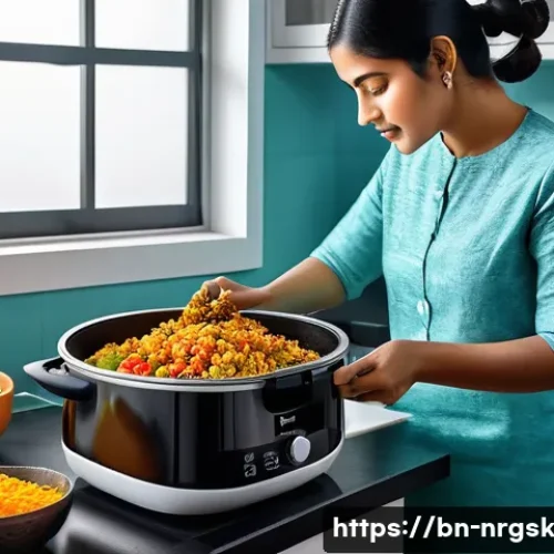 Home 33 냉동식품을 활용한 에너지 효율적 조리법 - A modern kitchen scene showcasing energy-efficient cooking gadgets like an induction cooktop and an ...