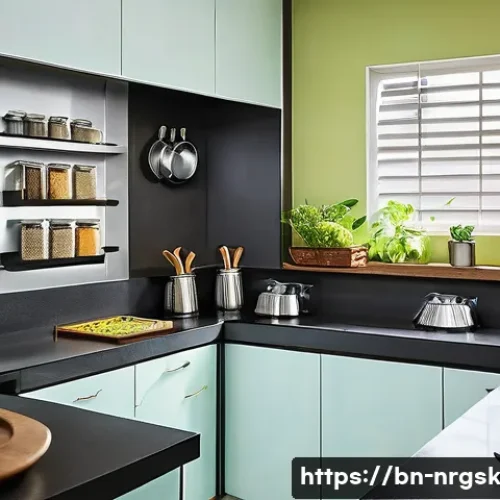Home 32 효율적인 조리법으로 지속 가능한 주방 만들기 - A modern Bengali kitchen interior showcasing smart space management: a clean, well-organized cooking...