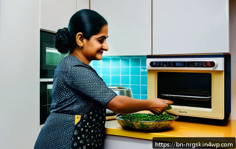 에너지 효율적 조리법으로 건강한 간식 만들기 - A cozy kitchen scene in a Bengali home featuring a woman preparing healthy snacks using a microwave ...